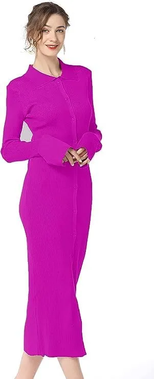 Long sweater dress for women Bodycon Sweater Dresses Botton Down Slim fit Cardigan dress Knit Sweater Dresses