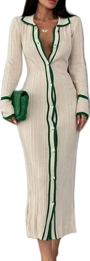 Long sweater dress for women Bodycon Sweater Dresses Botton Down Slim fit Cardigan dress Knit Sweater Dresses