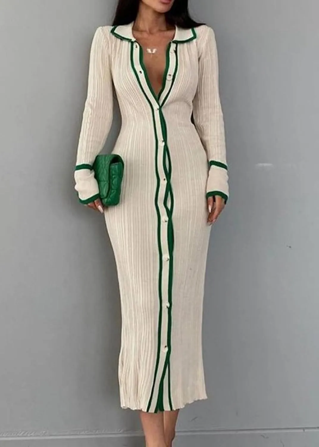 Long sweater dress for women Bodycon Sweater Dresses Botton Down Slim fit Cardigan dress Knit Sweater Dresses