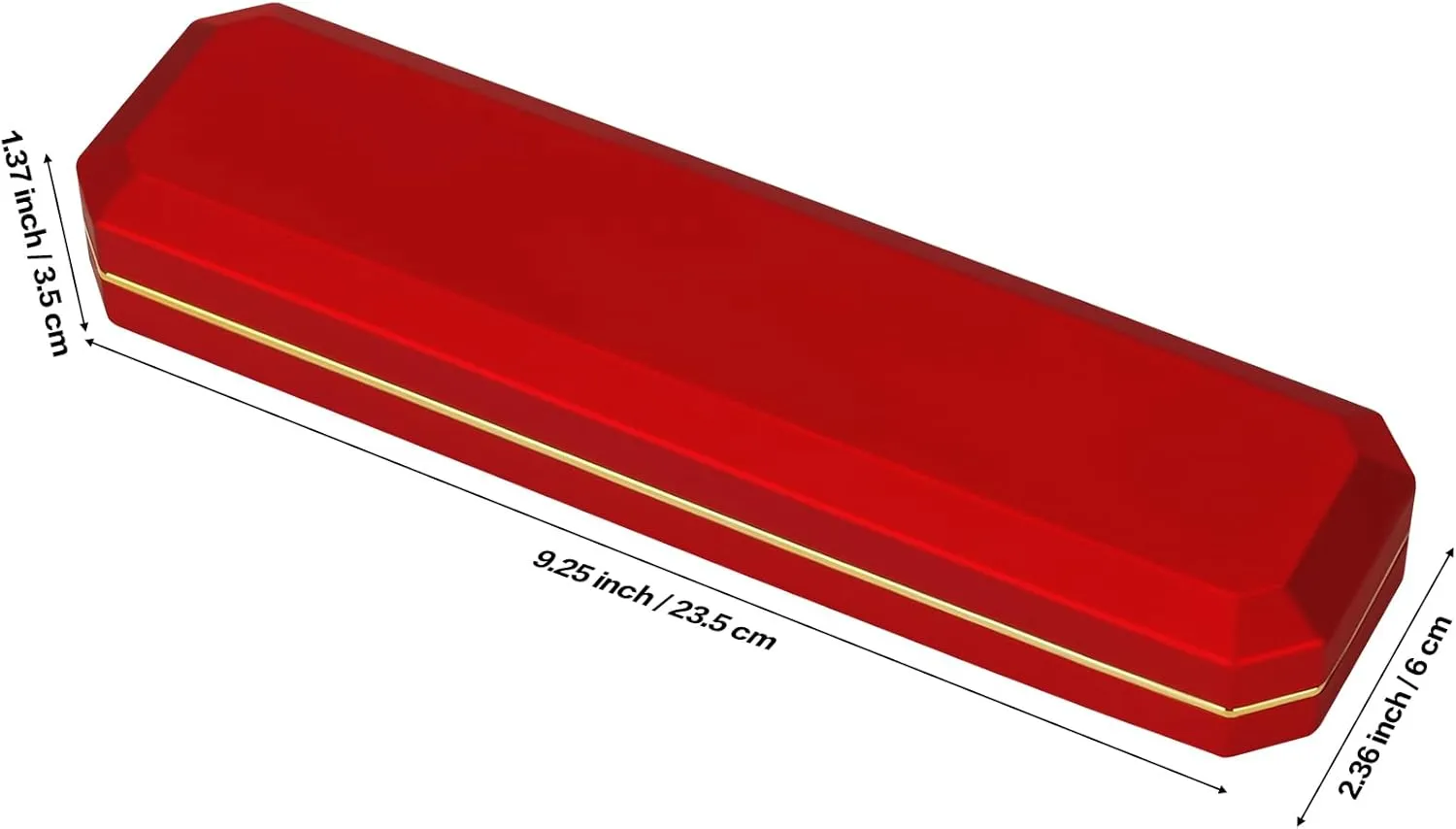 Luxury LED Necklace Long Chain Gift Box with LED Light, Velvet Jewelry Box Storage Case Organizer Holder (Red)