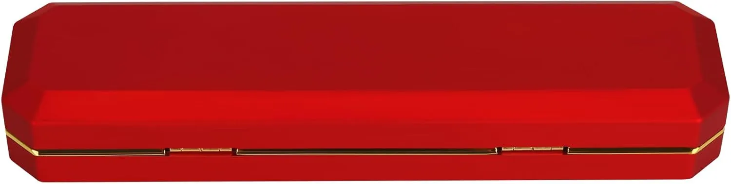 Luxury LED Necklace Long Chain Gift Box with LED Light, Velvet Jewelry Box Storage Case Organizer Holder (Red)