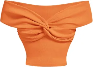 MakeMeChic Women's Off The Shoulder Tops Twist Front Going Out Tops Y2k Asymmetrical Crop Tops
