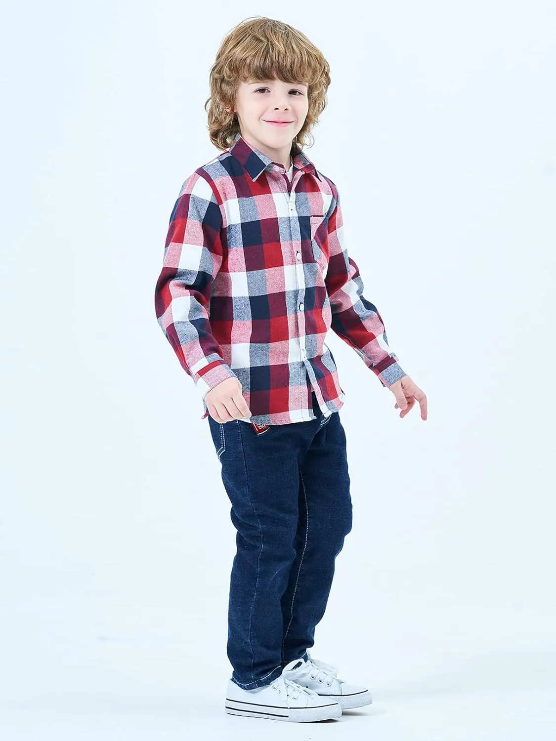Men & Boy Button Down Shirt Kid Flannel Shirt Toddler Buffalo Plaid Shirt Boys Western Shirts Long Sleeve Father Son Shirt