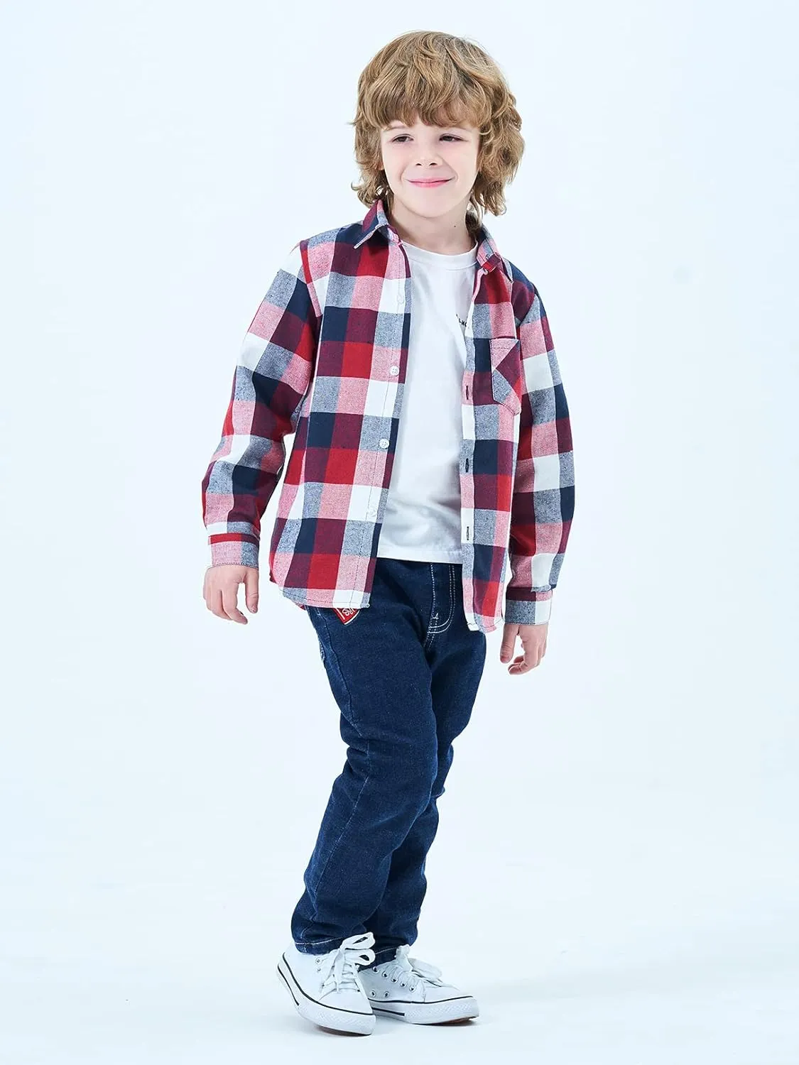 Men & Boy Button Down Shirt Kid Flannel Shirt Toddler Buffalo Plaid Shirt Boys Western Shirts Long Sleeve Father Son Shirt