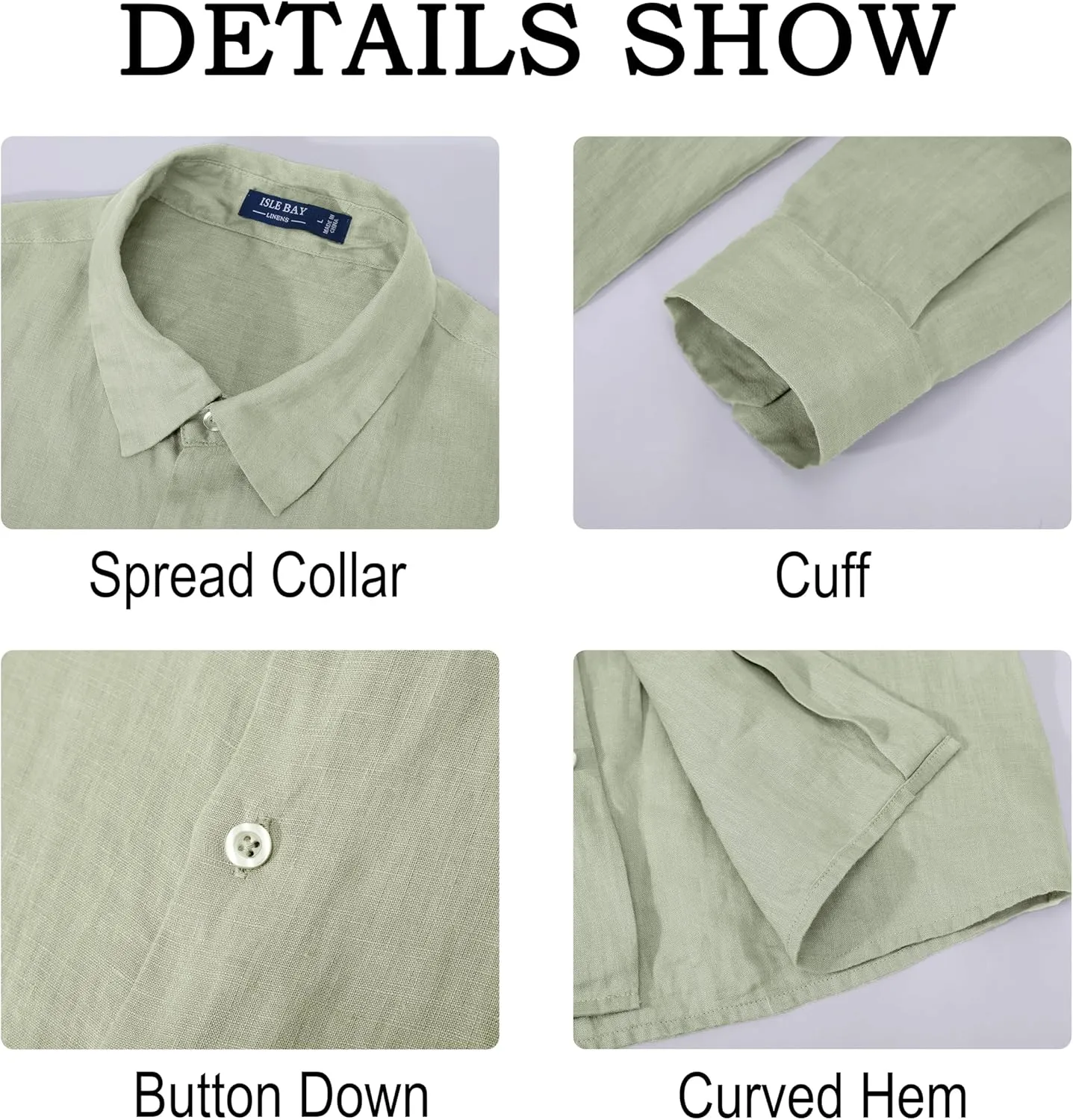 Men's 100% Linen Shirt Casual Long Sleeve Button-Down Shirt for Men Lightweight Linen Shirt with Pockets
