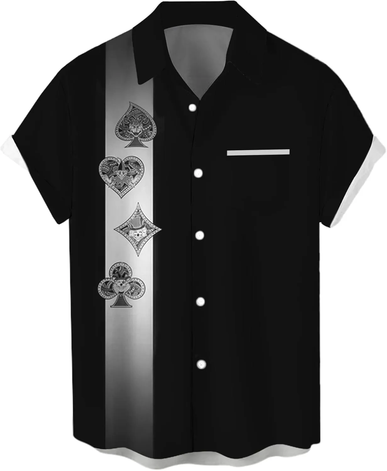 Mens Bowling Shirt Short Sleeve Vintage Printed Camp Shirt Casual Button Down Shirt