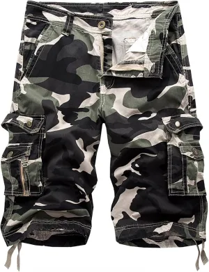 Mens Cargo Shorts Cotton Work Shorts Multi Pocket Casual Workout Shorts Loose Fit Military Cargo Shorts with No Belt