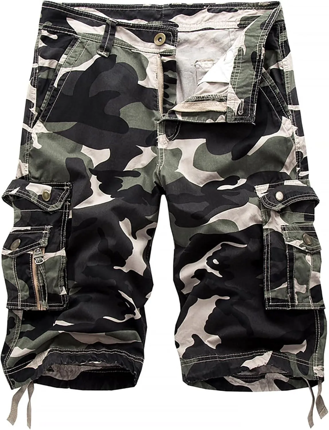 Mens Cargo Shorts Cotton Work Shorts Multi Pocket Casual Workout Shorts Loose Fit Military Cargo Shorts with No Belt