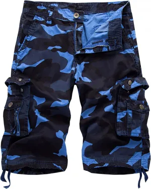 Mens Cargo Shorts Cotton Work Shorts Multi Pocket Casual Workout Shorts Loose Fit Military Cargo Shorts with No Belt