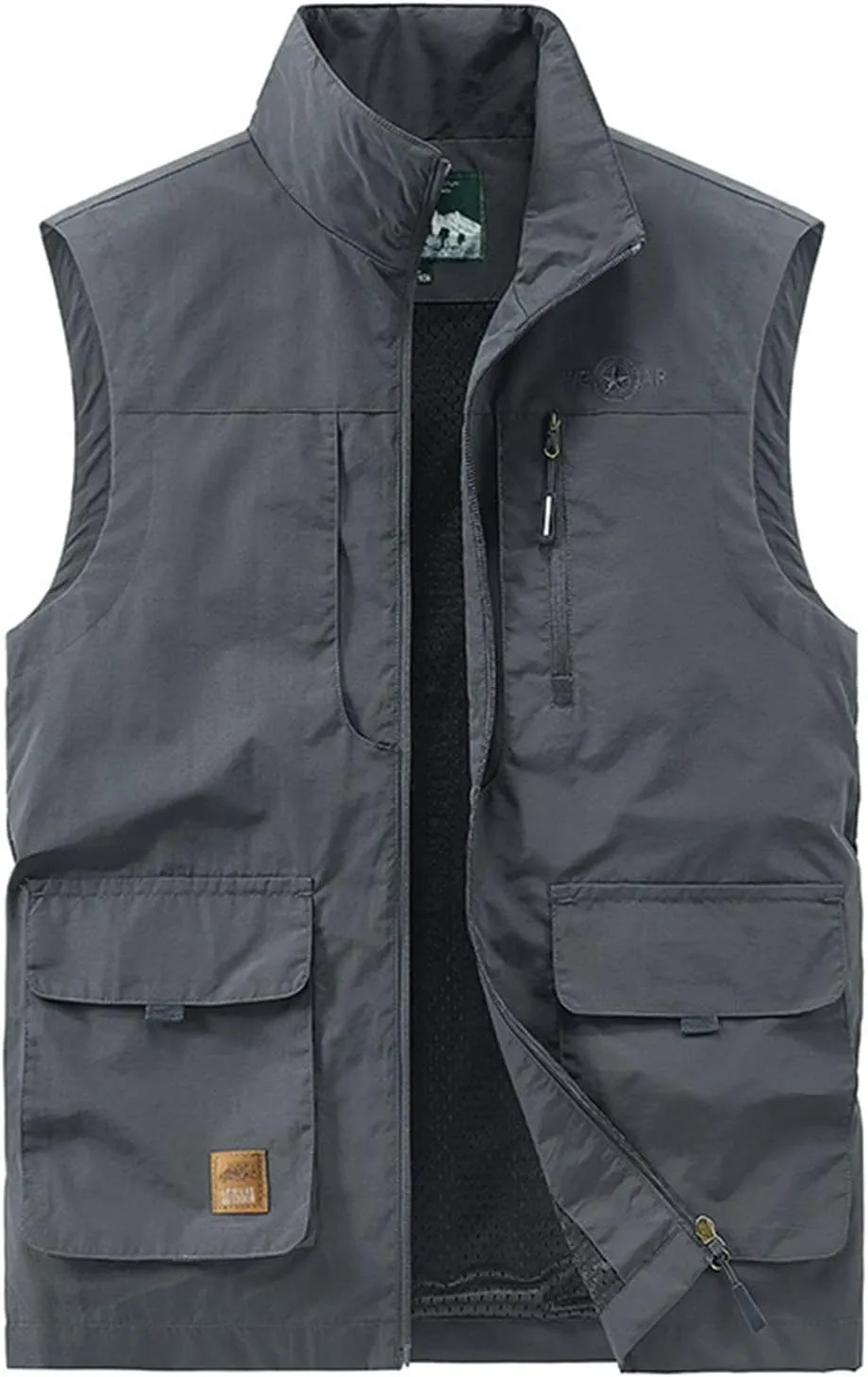 Mens Lightweight Travel Vest with Hidden Pocket Casual Utility Outdoor Vest Work Fish Tactical CAGO Jackets
