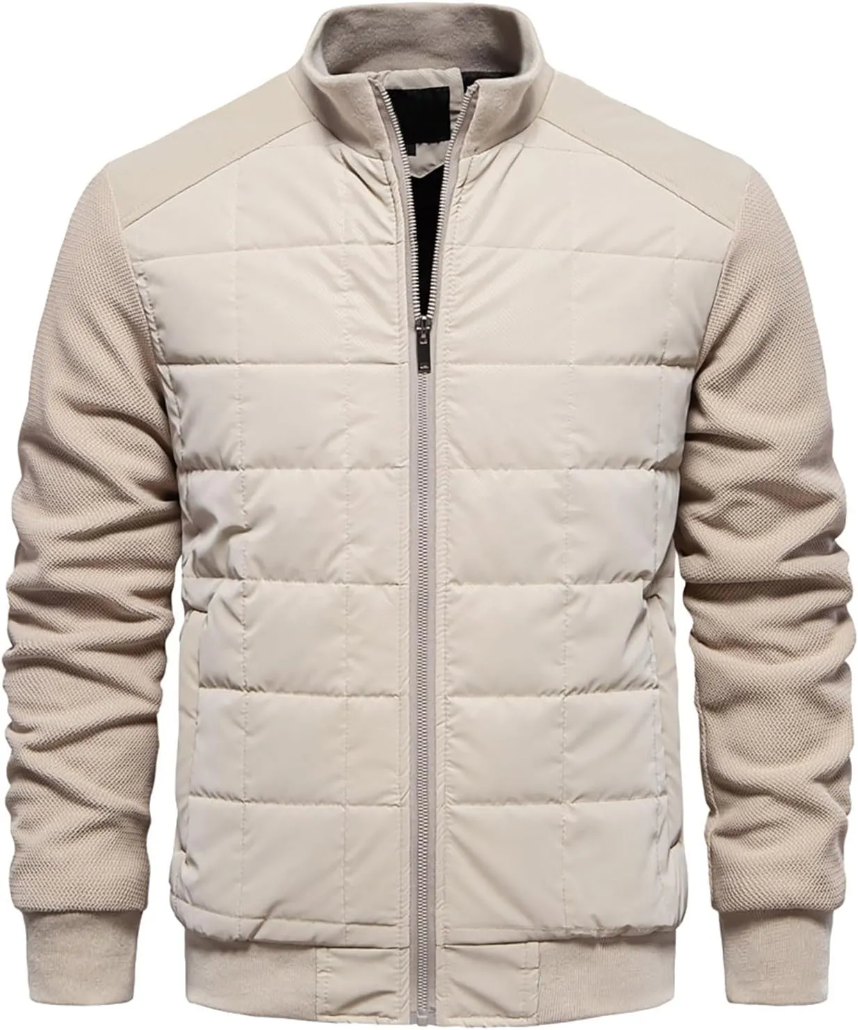 Mens Quilted Flight Bomber Jackets Lightweight Packable Puffer Varsity Coats Warm Winter Zip Up Hiking Padded Coats