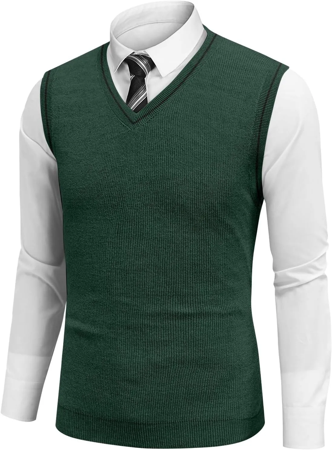 Mens Vest 2025 Lightweight V Neck Pullover Solid Sleeveless Knitted Vest Sweater Business Work Relaxed Fit Tops