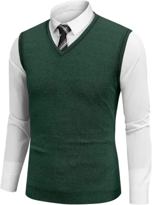 Mens Vest 2025 Lightweight V Neck Pullover Solid Sleeveless Knitted Vest Sweater Business Work Relaxed Fit Tops