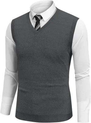 Mens Vest Relaxed Fit 2025 Lightweight Pullover Knitted V Neck Sleeveless Tops Business Work Solid Vest Sweater