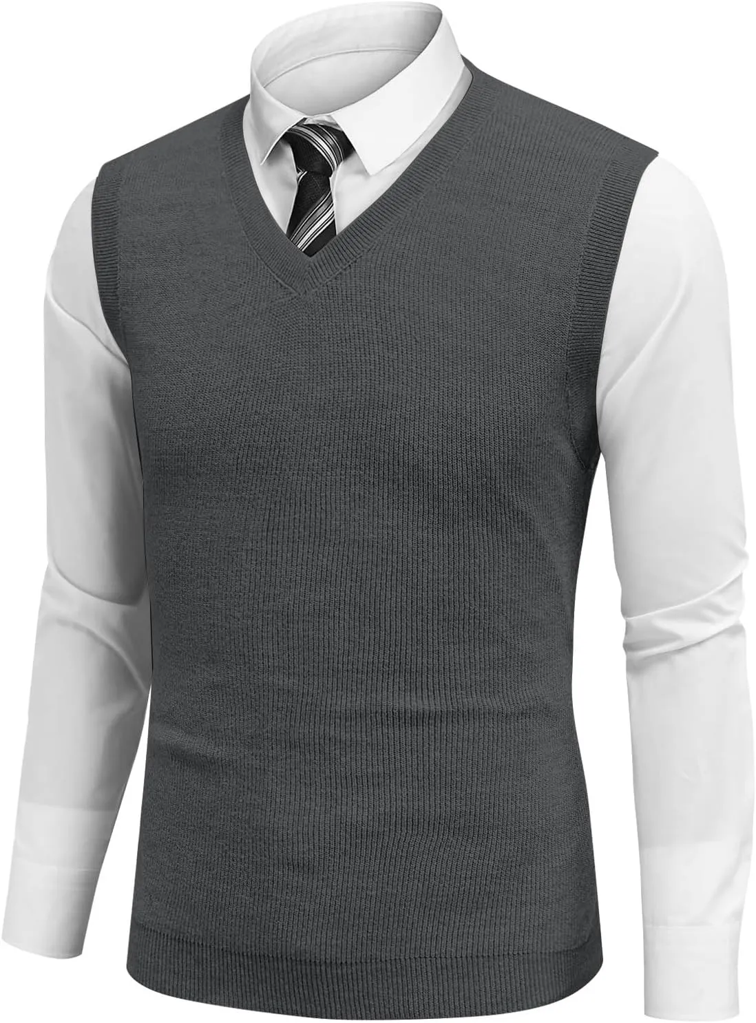 Mens Vest Relaxed Fit 2025 Lightweight Pullover Knitted V Neck Sleeveless Tops Business Work Solid Vest Sweater