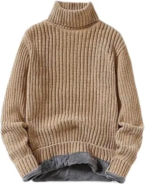 Men's Winter Catch Velvet Turtleneck Sweater Slim Version of Men's Casual Flat Sweater Warm Sweater(XX-Large)