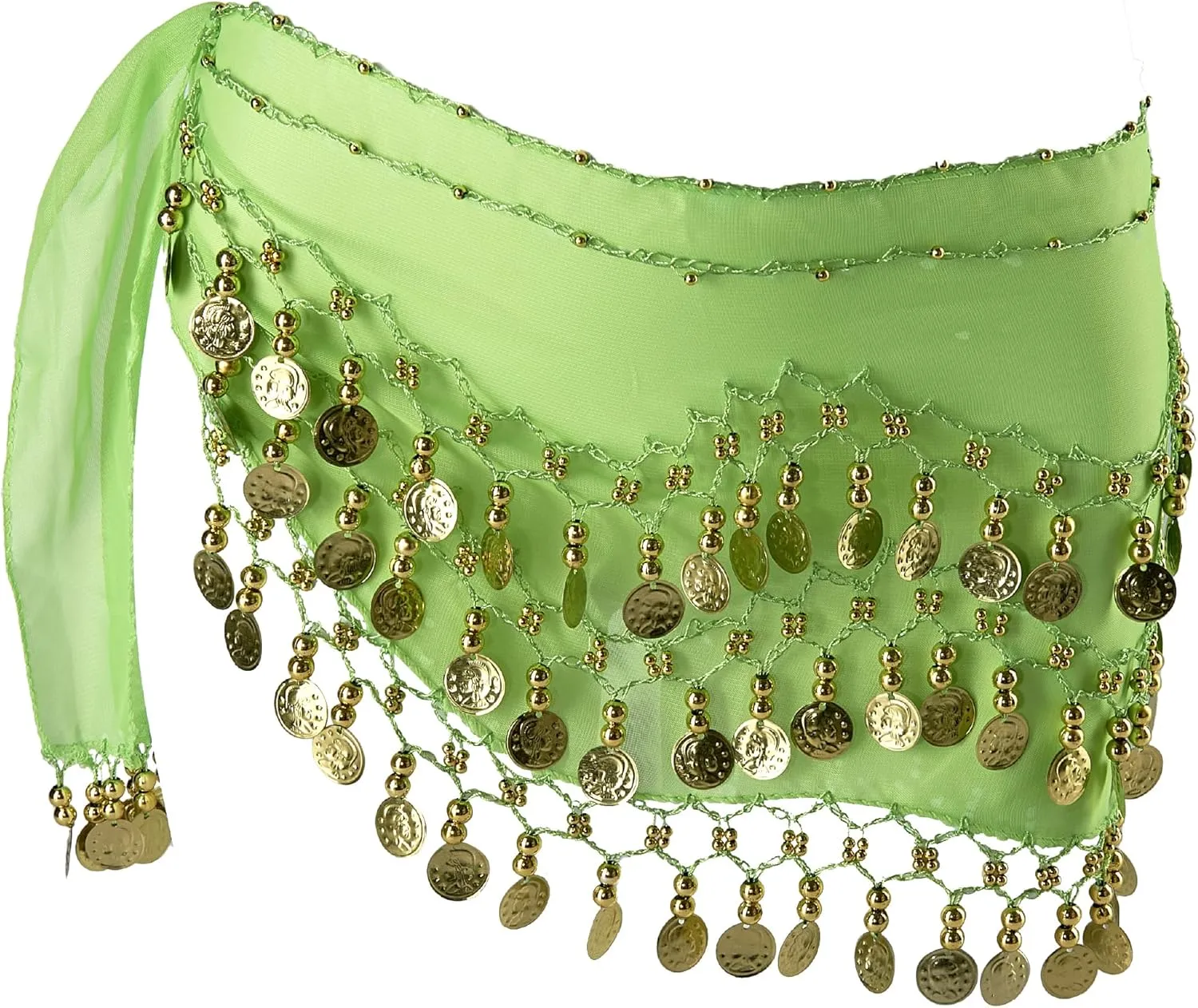MOLFUJ Belly Dance Hip Scarf with 128 Gold Coins, Belly Dancer Belt Scarf Skirt for Women