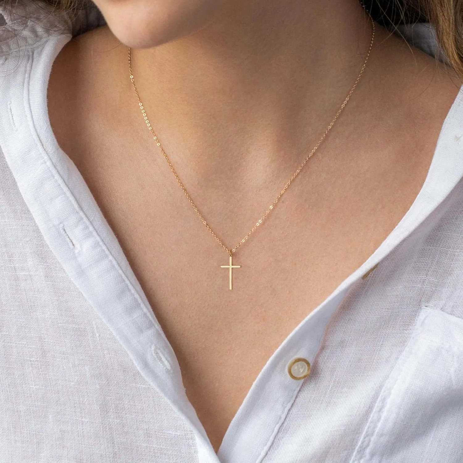 MONOZO Cross Necklace for Women14K Gold Plated Cross Necklace Layered Gold Cross Necklace Tiny Sideway Cross Choker Necklace Gold Cross Necklaces for Women Trendy Gold Jewelry Gifts for Women Trendy