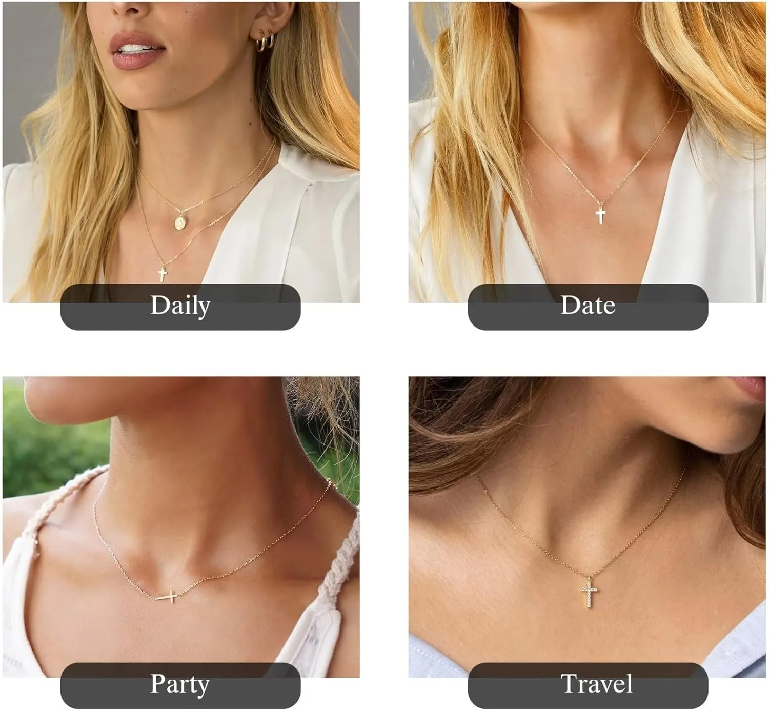 MONOZO Cross Necklace for Women14K Gold Plated Cross Necklace Layered Gold Cross Necklace Tiny Sideway Cross Choker Necklace Gold Cross Necklaces for Women Trendy Gold Jewelry Gifts for Women Trendy