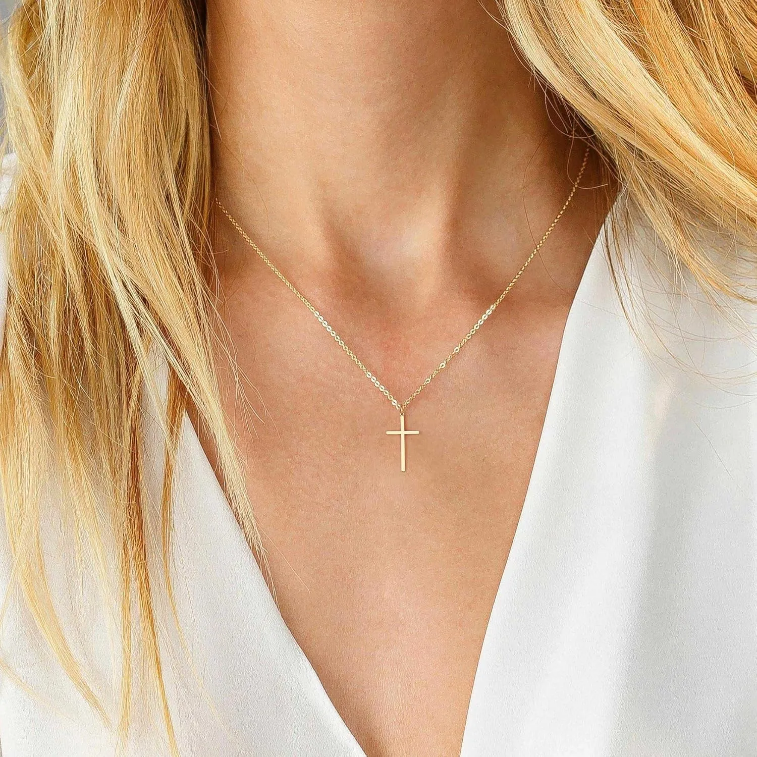 MONOZO Cross Necklace for Women14K Gold Plated Cross Necklace Layered Gold Cross Necklace Tiny Sideway Cross Choker Necklace Gold Cross Necklaces for Women Trendy Gold Jewelry Gifts for Women Trendy