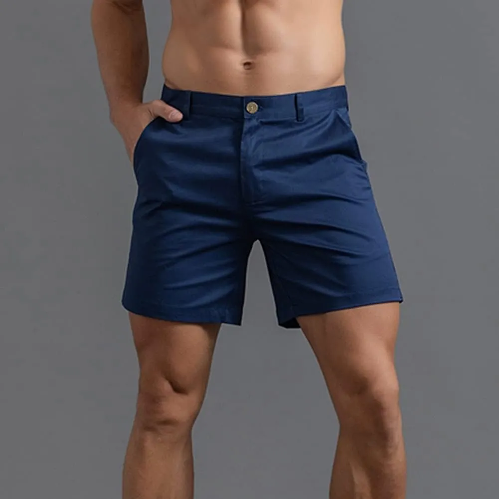 Oymyakon Men's Chino Shorts 6 Inch Slim Fit Shorts Cotton Stretch Casual Shorts Summer Flat Front Shorts