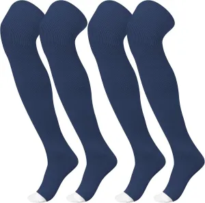 Panitay 2 Pairs High Football Socks Sport Multiple Sizes over the Knee Baseball Socks Extra Long for Boys Girls Women Men