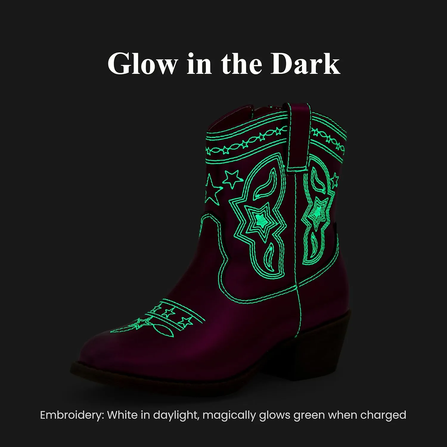 PATPAT Kids Cowboy Boots for Girls and Boys ?C Western Mid Calf Cowgirl Boots with Embroidered and Zipper Design, Riding Shoes for Little Kid/Big Kid