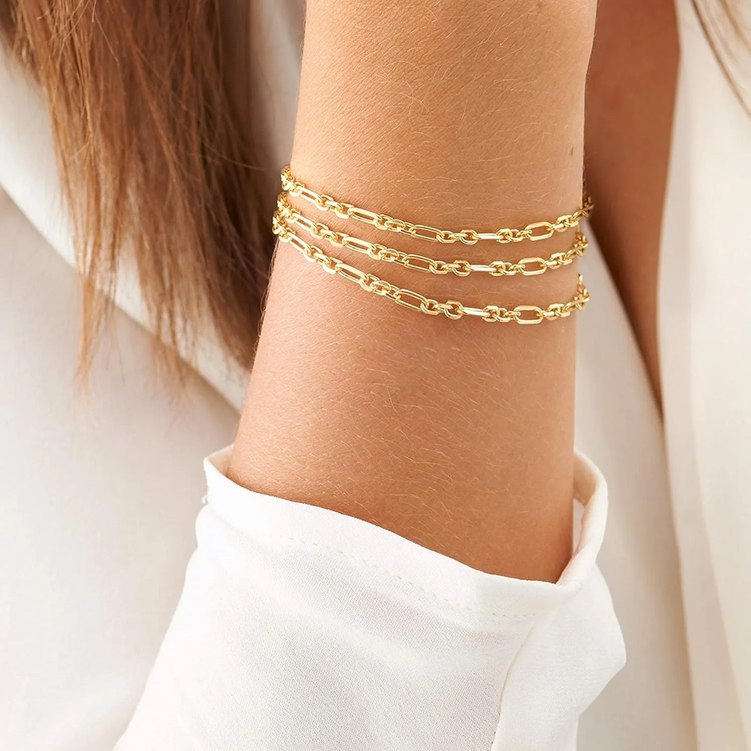 PEARLADA 18k Gold Chain Layerd Bracelet Coin Charm Toggle Bracelet Trendy Cubic Zirconia Jewelry