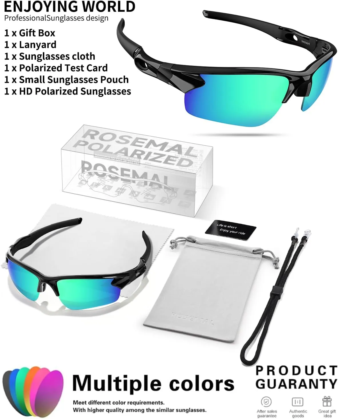 Polarized Sunglasses for Men Women Running Sunglasses Sports Cycling Driving Fishing Baseball Golf TAC UV400 TR90