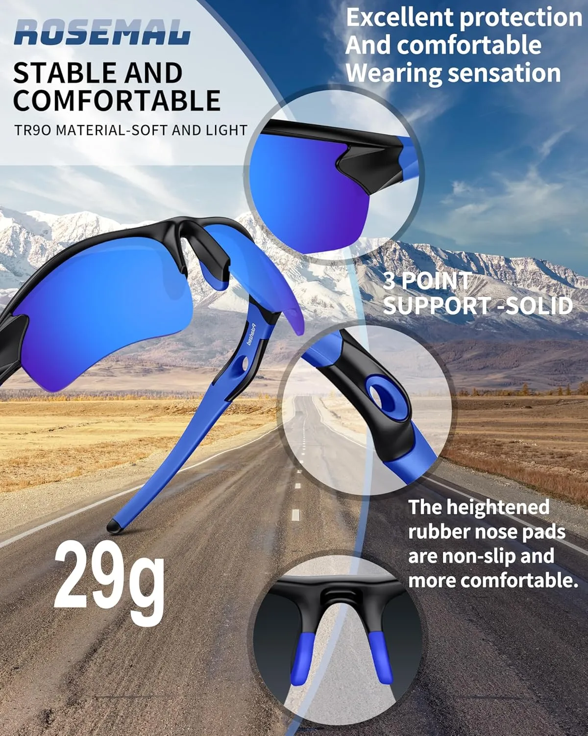 Polarized Sunglasses for Men Women Running Sunglasses Sports Cycling Driving Fishing Baseball Golf TAC UV400 TR90