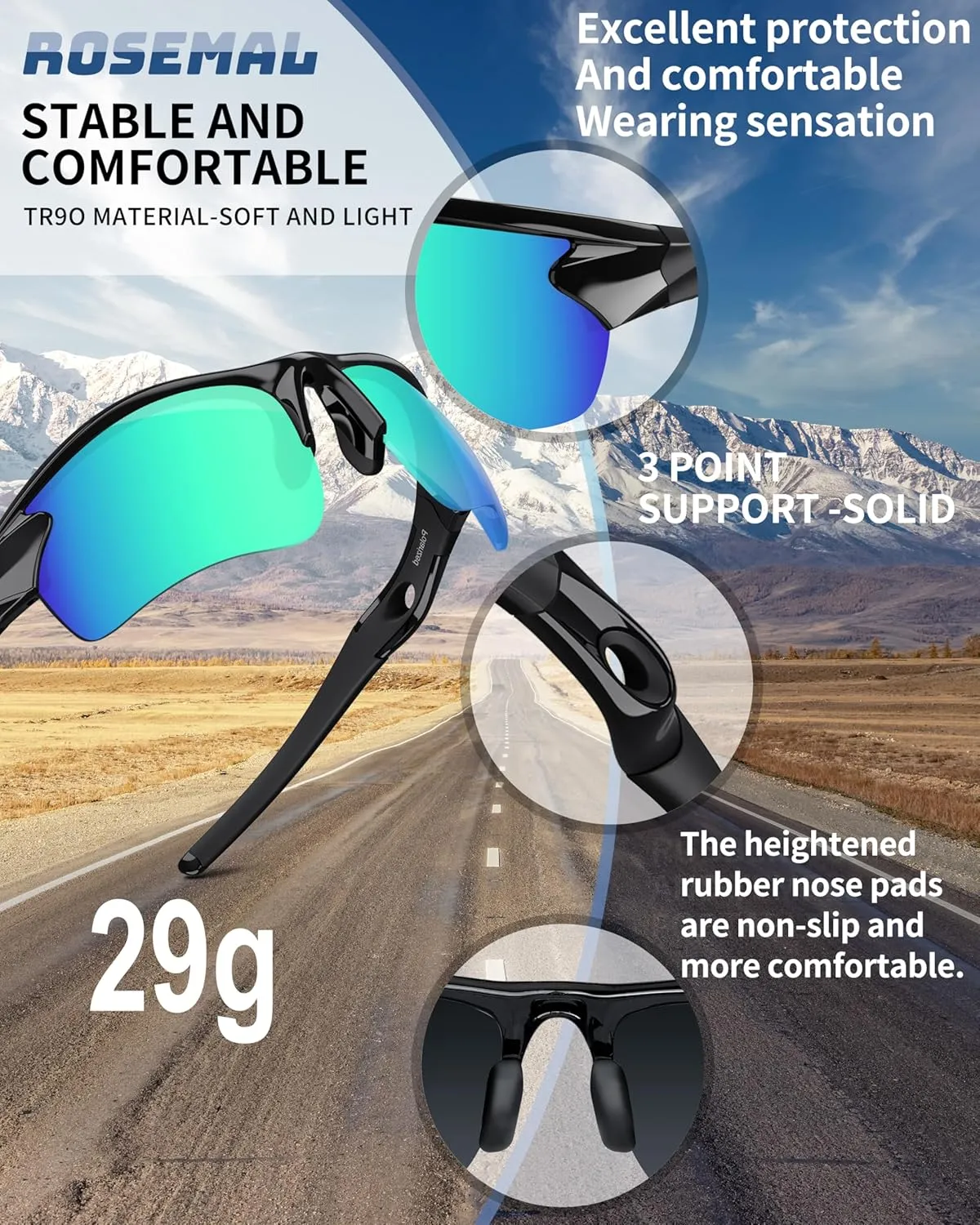 Polarized Sunglasses for Men Women Running Sunglasses Sports Cycling Driving Fishing Baseball Golf TAC UV400 TR90