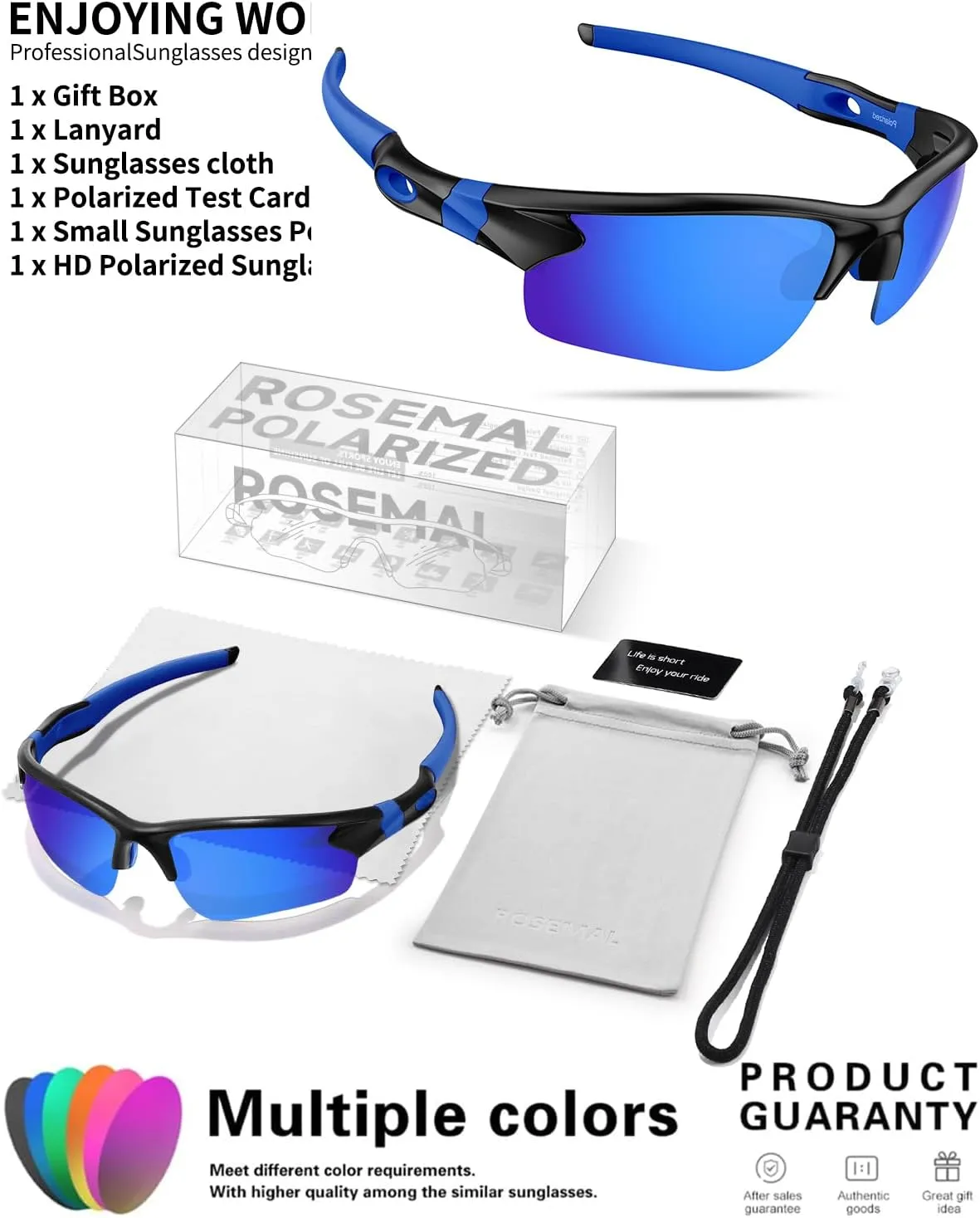 Polarized Sunglasses for Men Women Running Sunglasses Sports Cycling Driving Fishing Baseball Golf TAC UV400 TR90