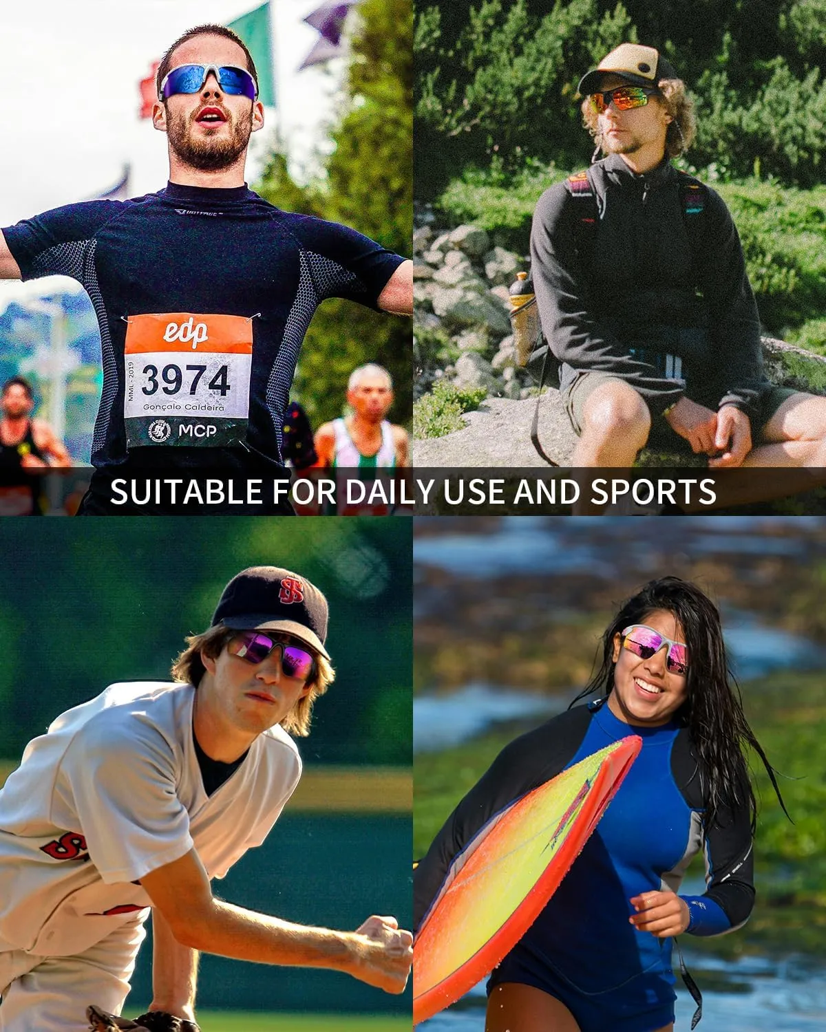 Polarized Sunglasses for Men Women Running Sunglasses Sports Cycling Driving Fishing Baseball Golf TAC UV400 TR90