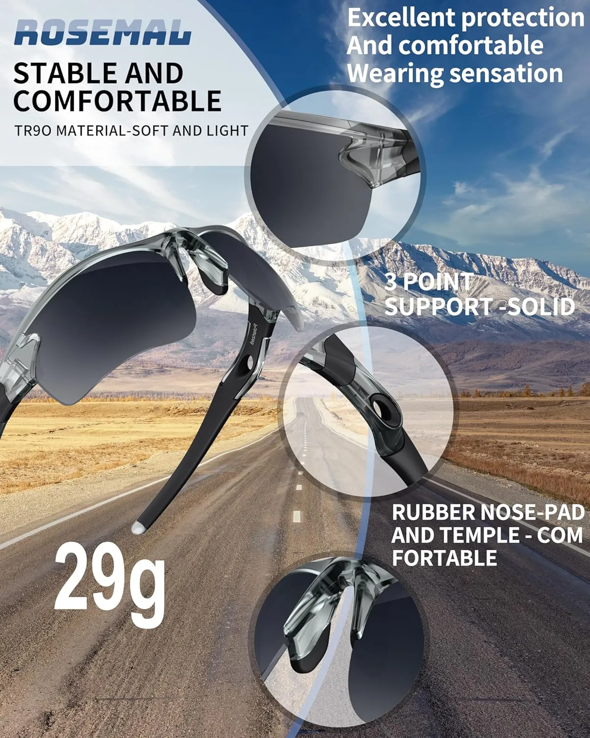 Polarized Sunglasses for Men Women Running Sunglasses Sports Cycling Driving Fishing Baseball Golf TAC UV400 TR90