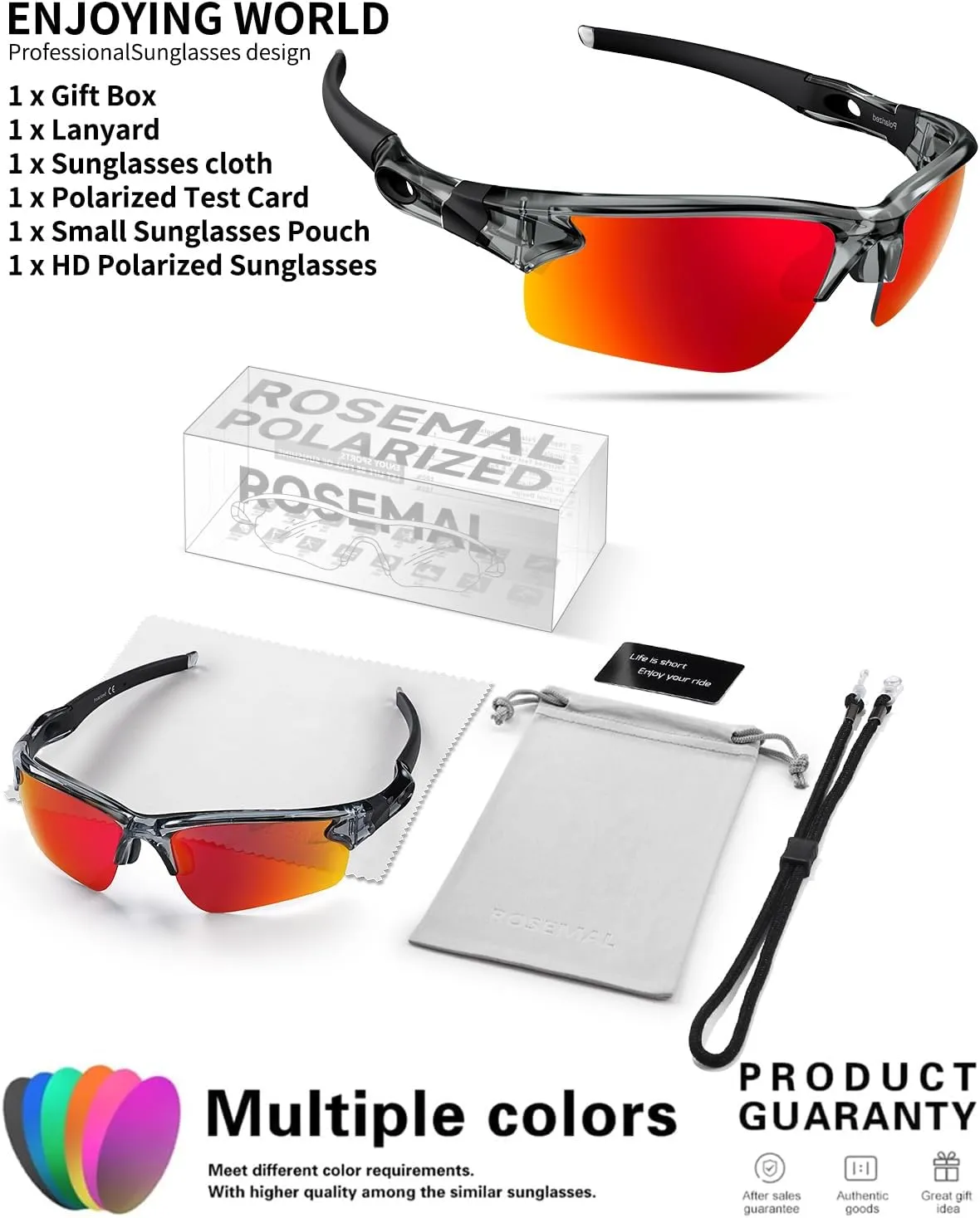 Polarized Sunglasses for Men Women Running Sunglasses Sports Cycling Driving Fishing Baseball Golf TAC UV400 TR90