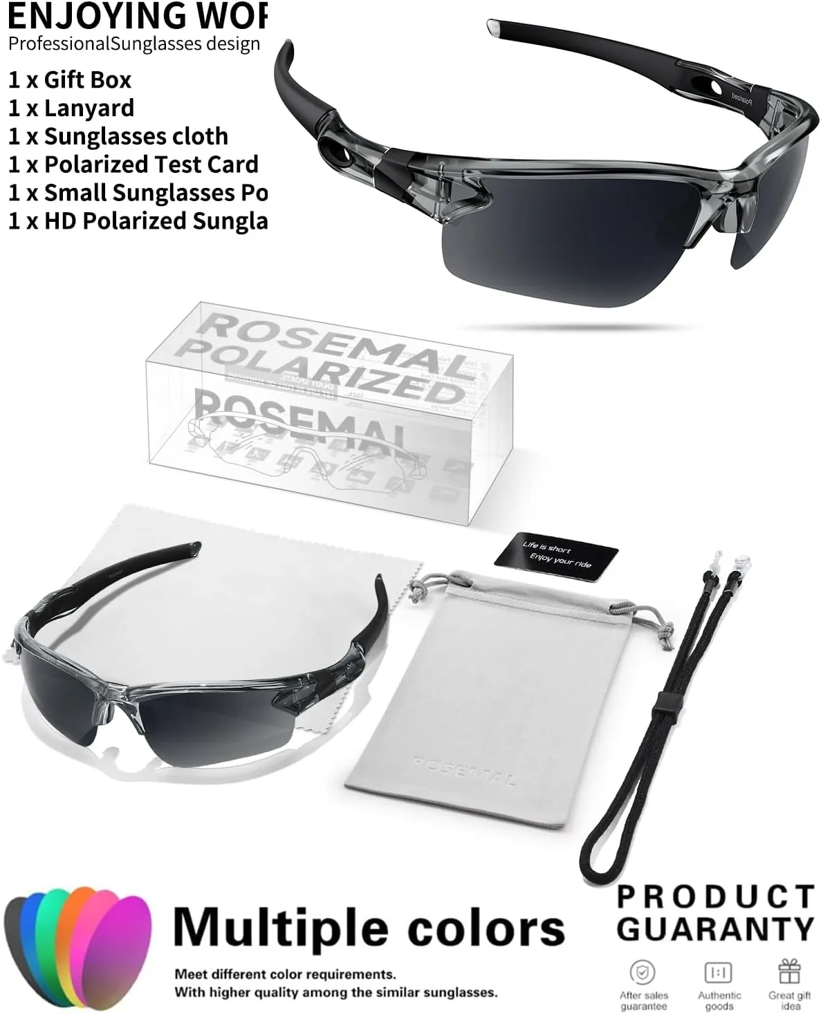 Polarized Sunglasses for Men Women Running Sunglasses Sports Cycling Driving Fishing Baseball Golf TAC UV400 TR90