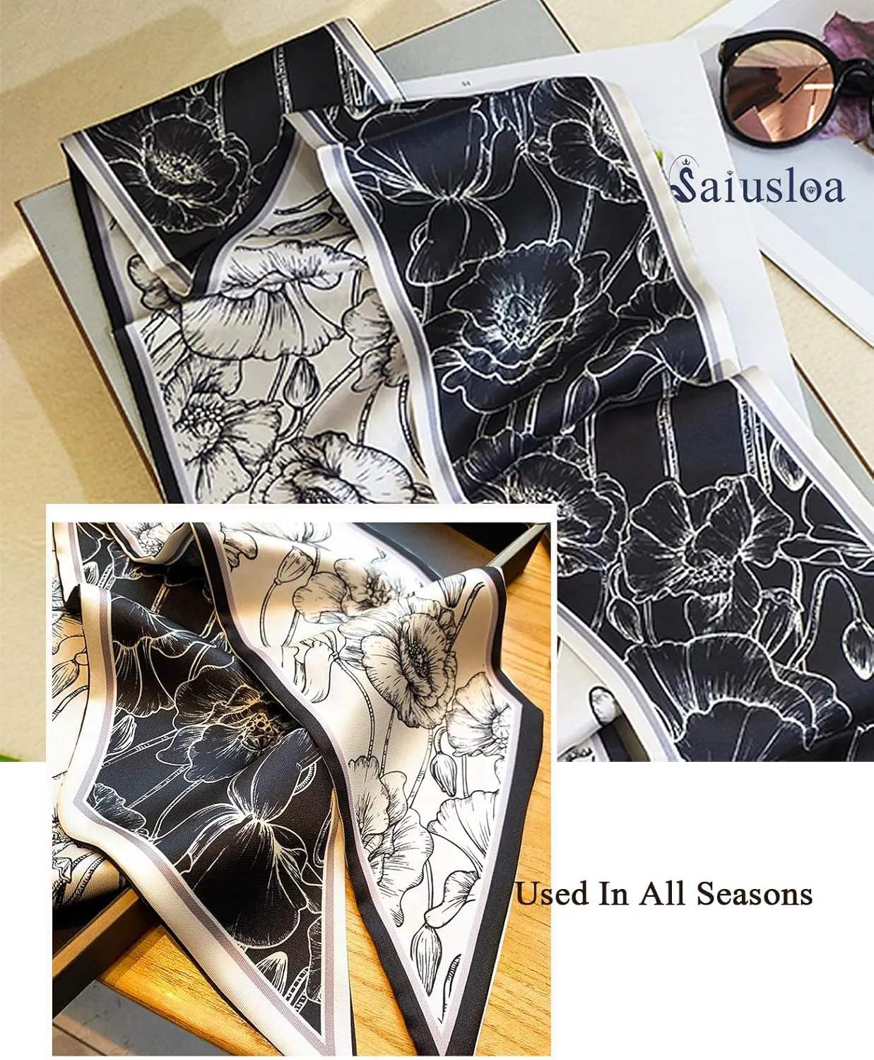 Purse Scarf For Handbags Head Scarves For Women's Hair Bags Scarfs Long Skinny Scarves Fashion Silky Headbands Accessories