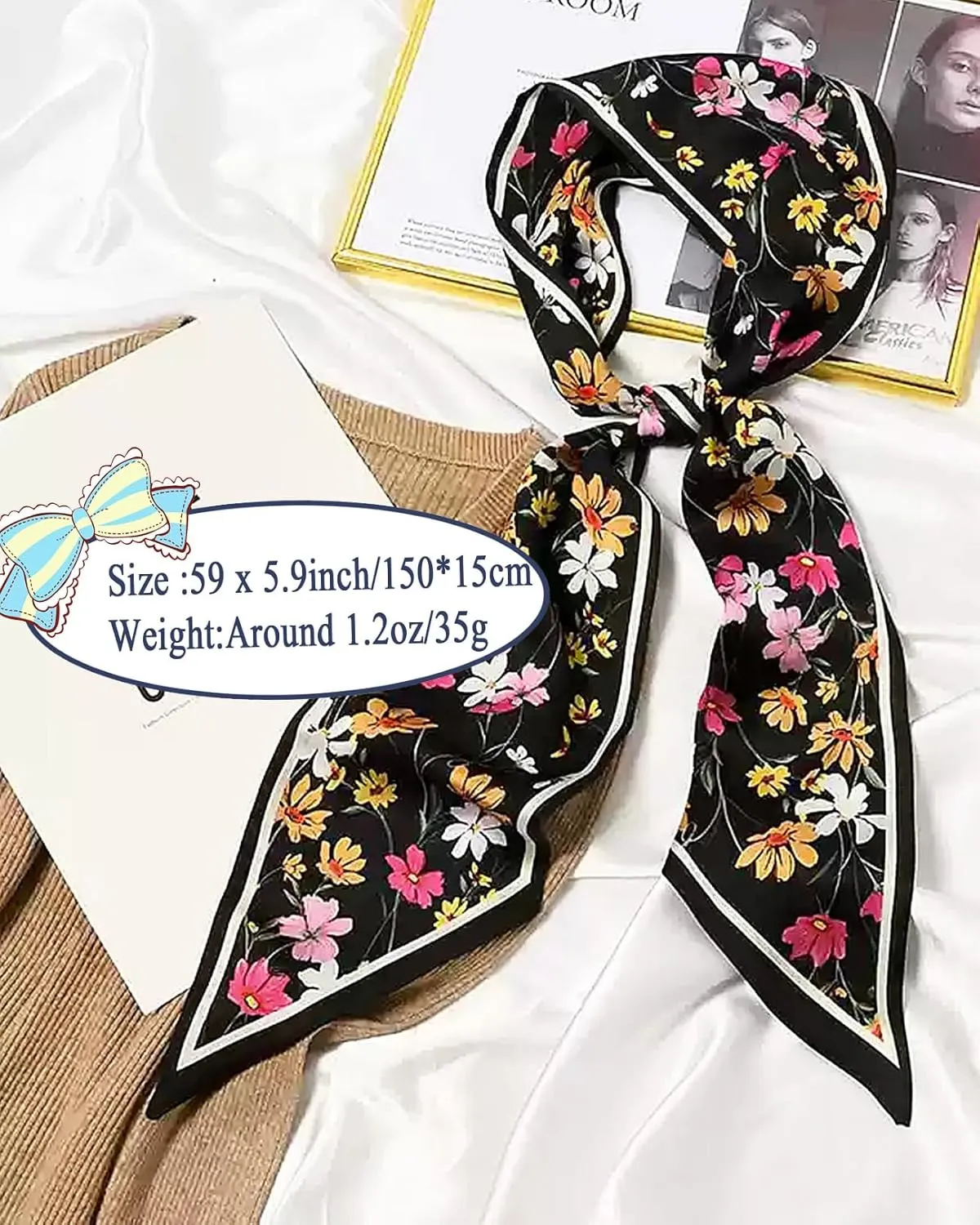 Purse Scarf For Handbags Head Scarves For Women's Hair Bags Scarfs Long Skinny Scarves Fashion Silky Headbands Accessories