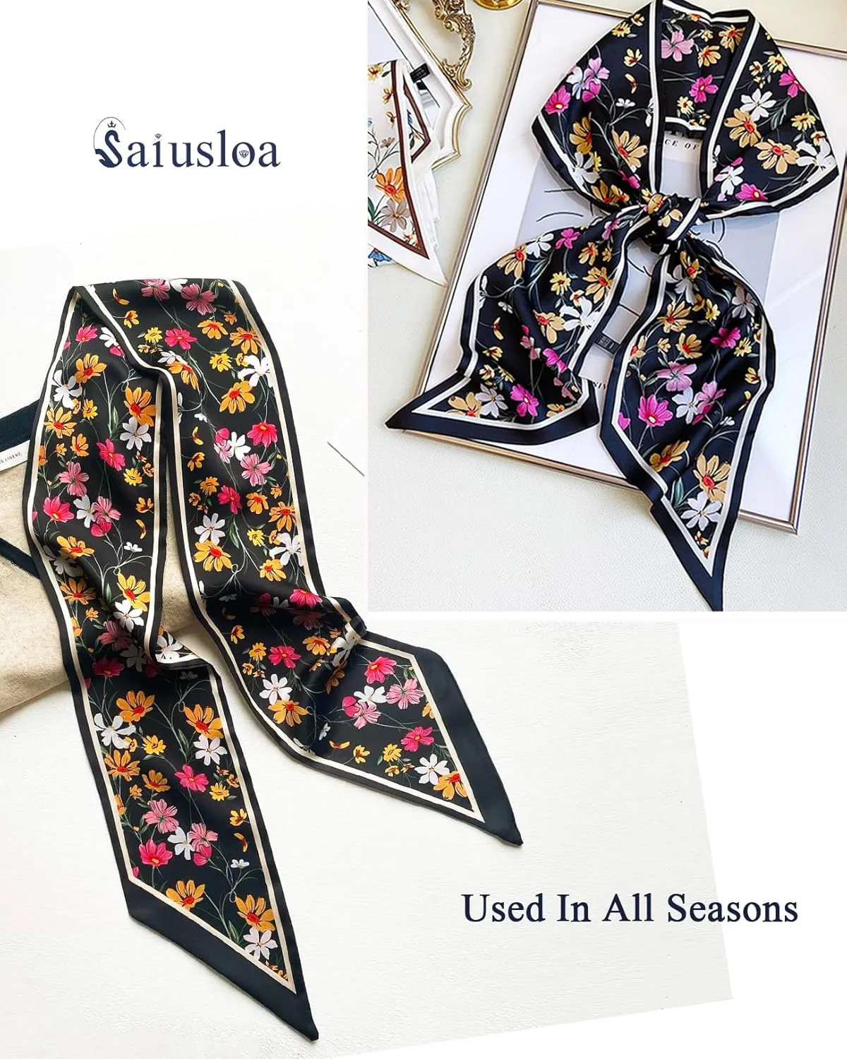 Purse Scarf For Handbags Head Scarves For Women's Hair Bags Scarfs Long Skinny Scarves Fashion Silky Headbands Accessories