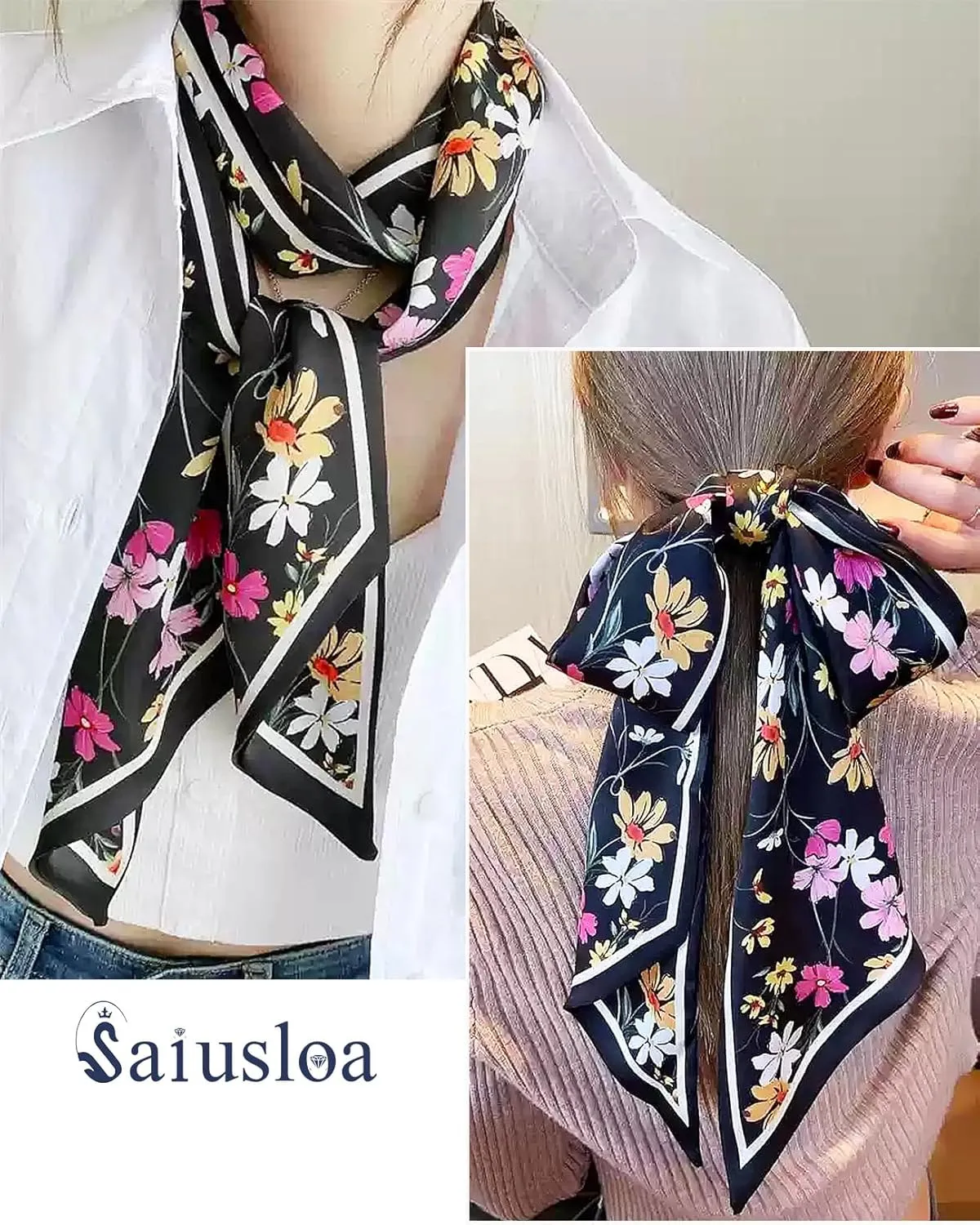 Purse Scarf For Handbags Head Scarves For Women's Hair Bags Scarfs Long Skinny Scarves Fashion Silky Headbands Accessories
