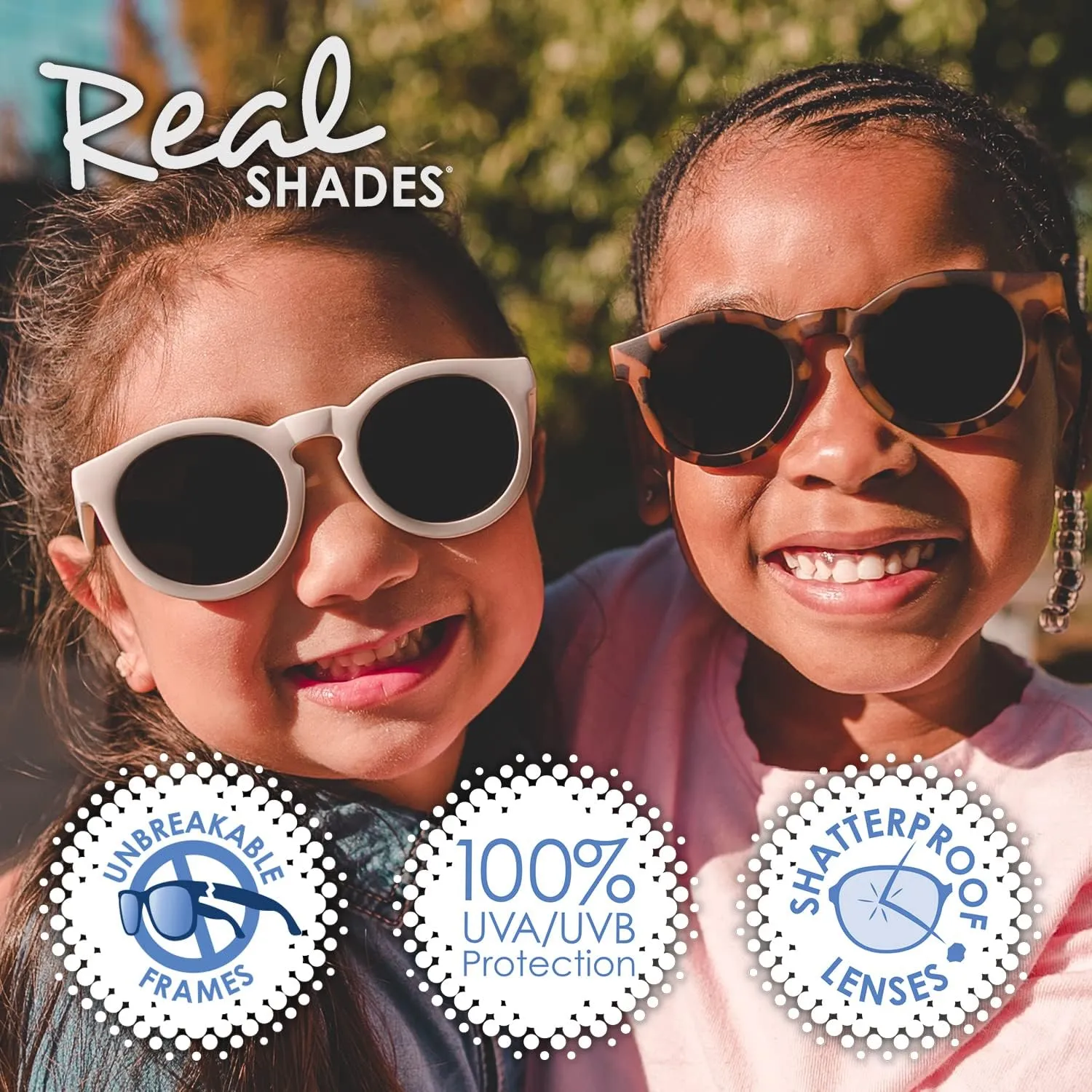 Real Shades Chill Unbreakable Kids Sunglasses - UV Protection Shatterproof Lens Flexible Frame Sunglasses for Kids Boys Girls
