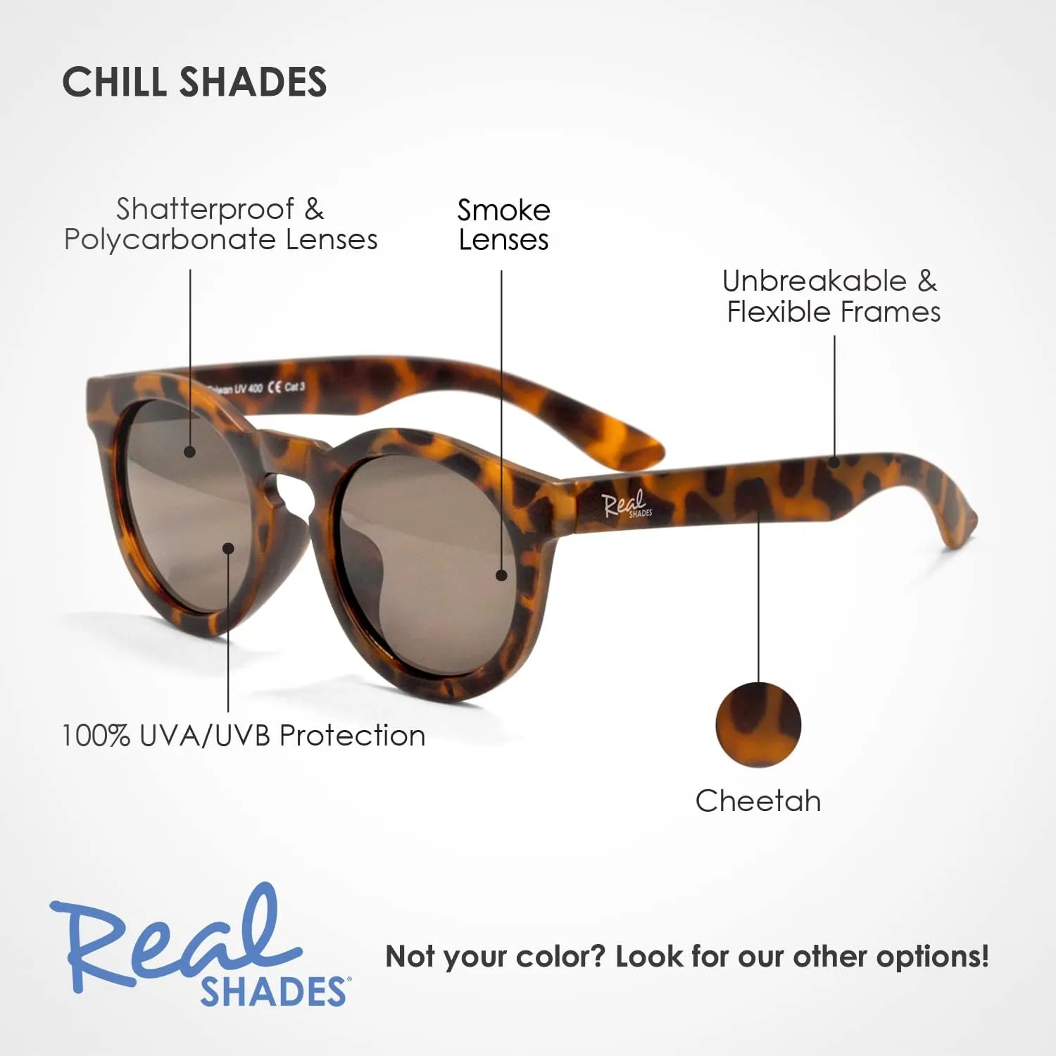 Real Shades Chill Unbreakable Kids Sunglasses - UV Protection Shatterproof Lens Flexible Frame Sunglasses for Kids Boys Girls