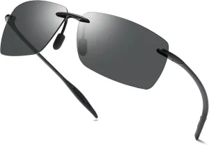 Rimless Polarized Sports Sunglasses for Men Women Driving Running Fishing Golf 100% UV Blocking Glasses Mirror Shades