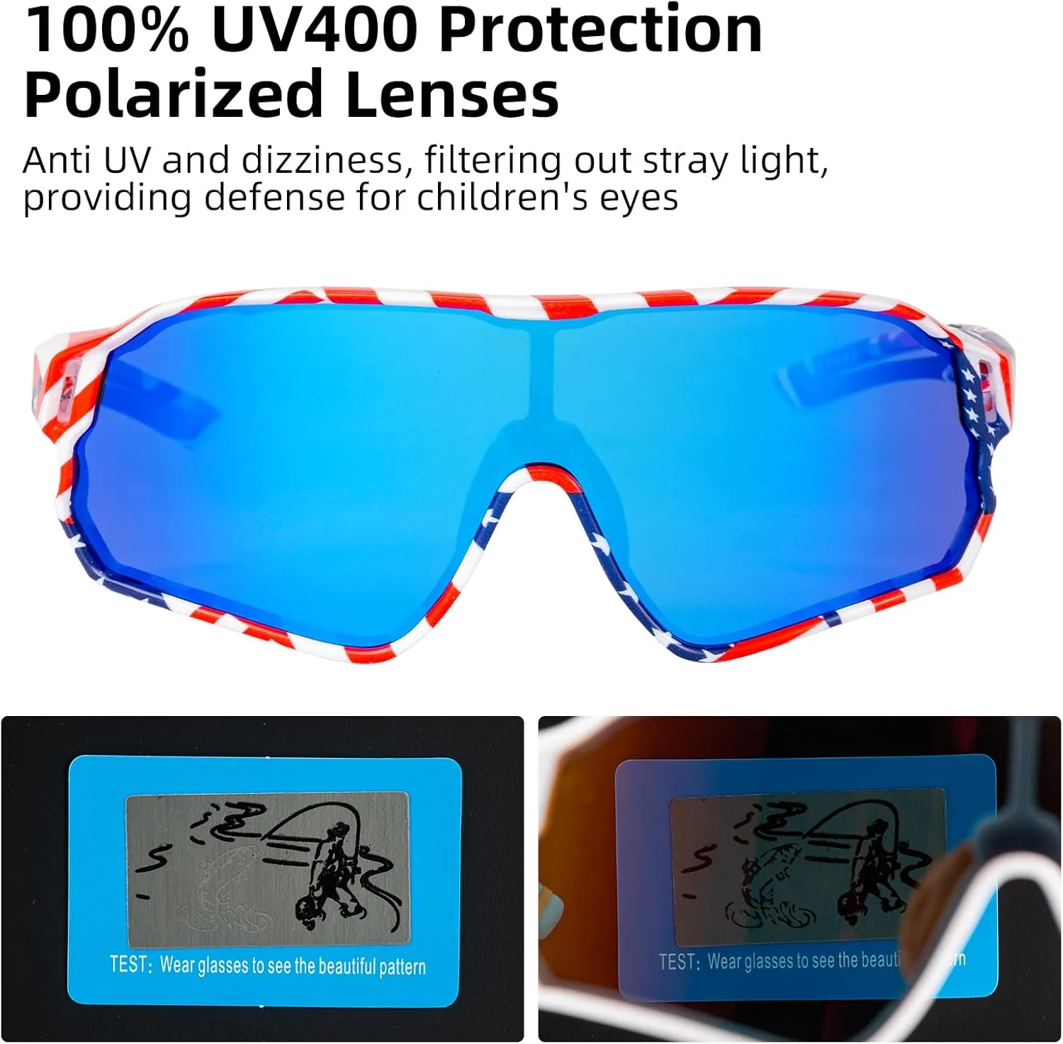 ROCKBROS Kids Polarized Sunglasses Cycling Glasses Sport Sunglasses UV400 Protection for Youth Boys Girls Age 8-14