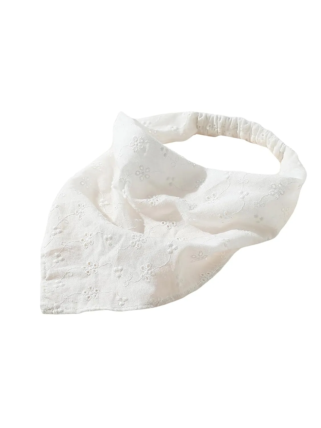 SHENHE Women's Head Scarf Elastic Eyelet Embroidered Headband Hair Bandana Head Kerchief White One-Size
