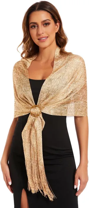 Sparkling Metallic Shawls and Wraps with Buckle,for Evening Dresses Party Wedding Bride Bridesmaid