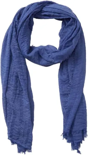Summer Cotton Blend Crinkle Vintage Soft Scarf with Fringed Edges 35"  70"