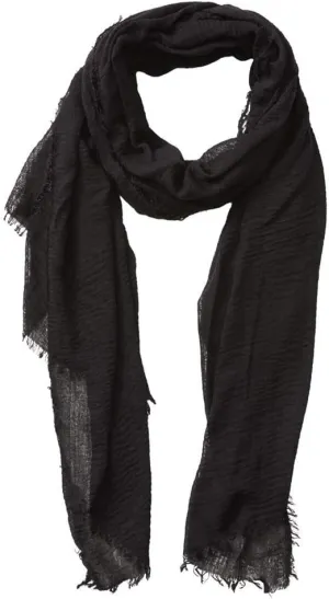 Summer Cotton Blend Crinkle Vintage Soft Scarf with Fringed Edges 35"  70"