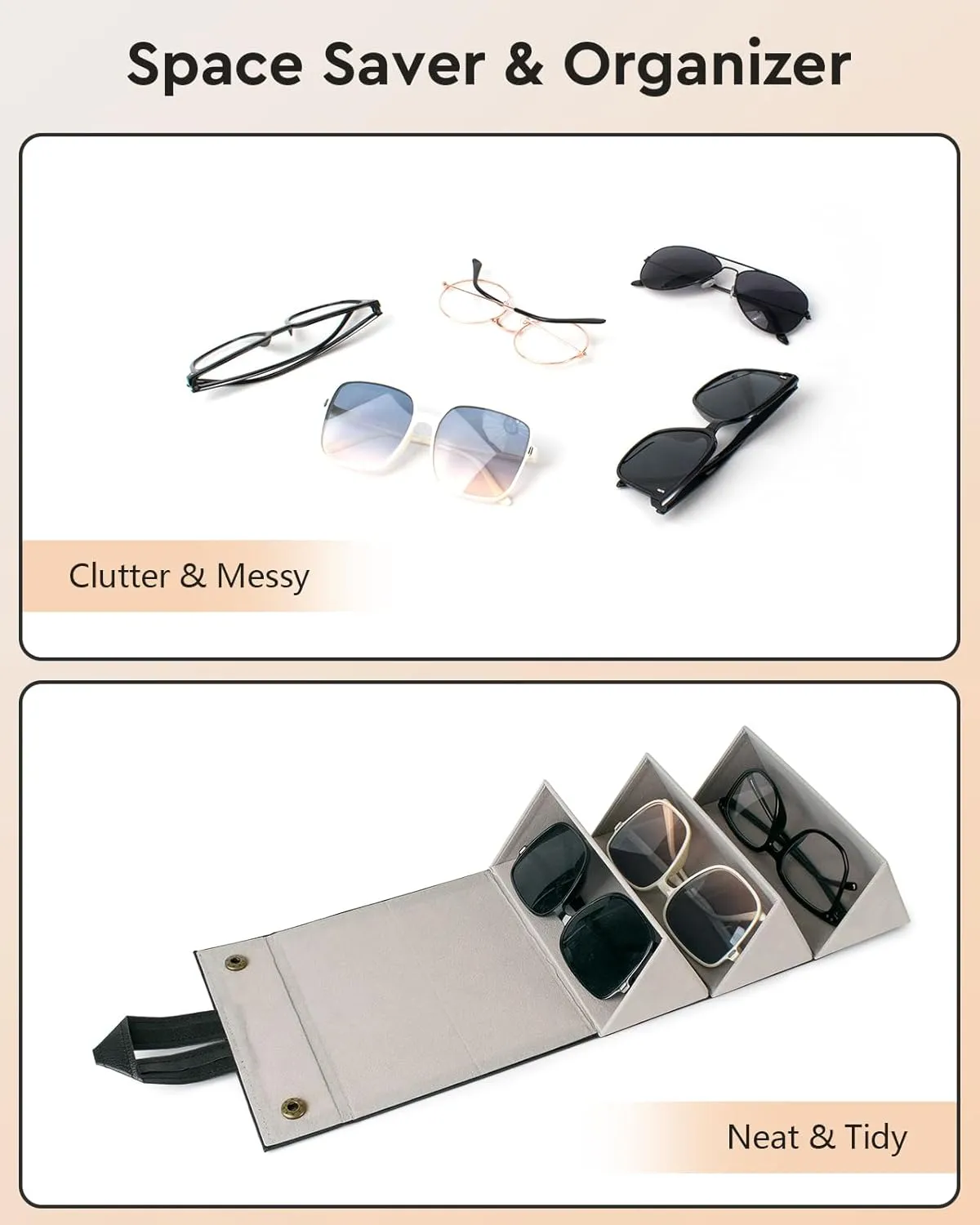 Sunglasses Travel Case,Foldable Eyeglasses Case, Portable Multiple Glasses Case for Women Men Girls