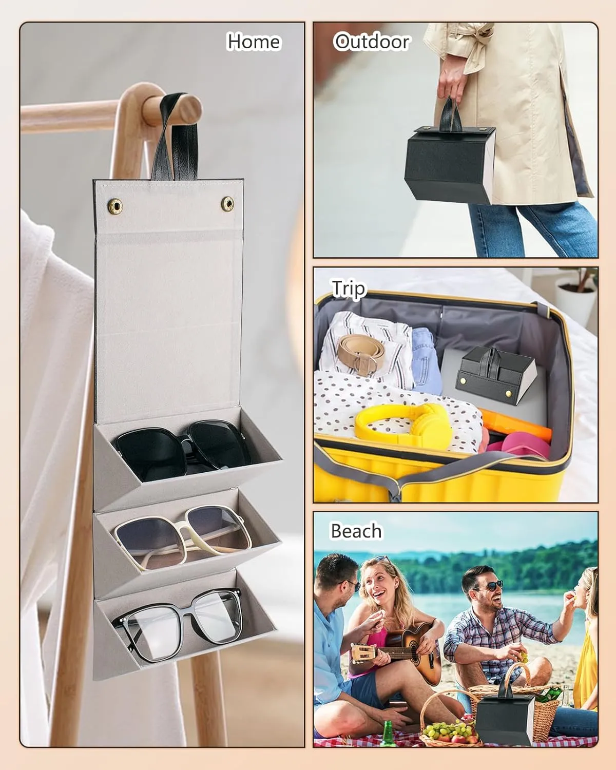 Sunglasses Travel Case,Foldable Eyeglasses Case, Portable Multiple Glasses Case for Women Men Girls